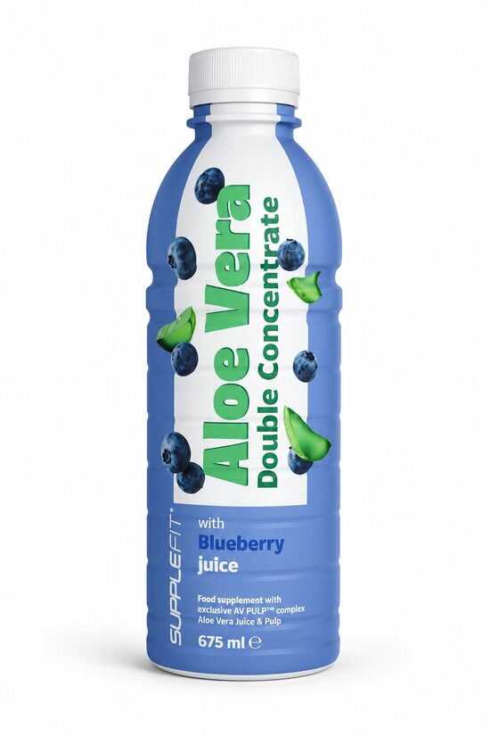 ALOE VERA sultys ir minkštimas su mėlynių sultimis – 675 ml